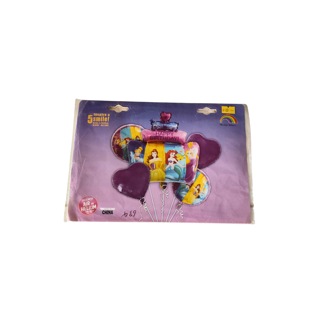 Princess Themed Foil Balloons 5 Pcs