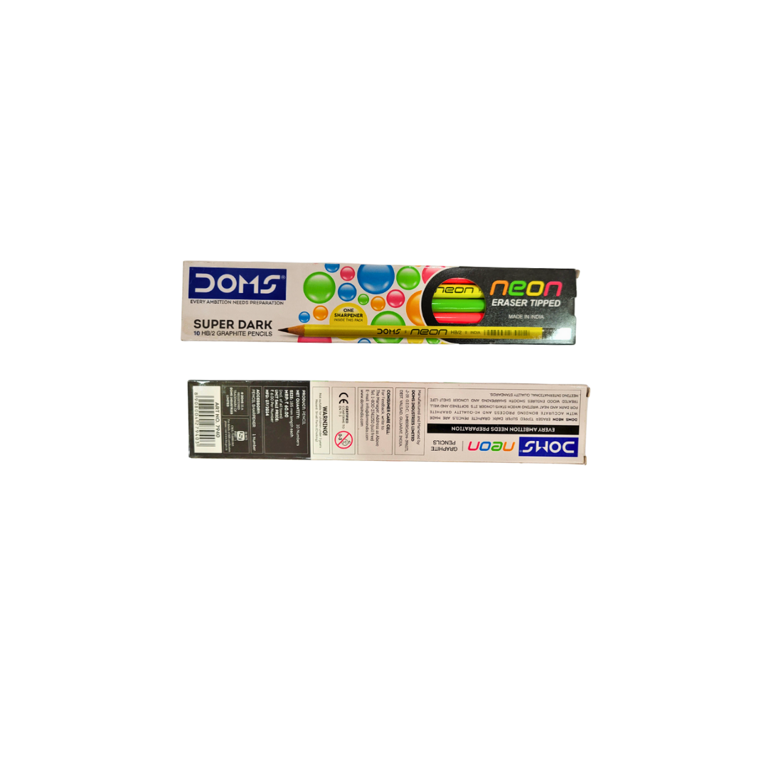 Doms Neon Extra Dark Pencil with Eraser Tip