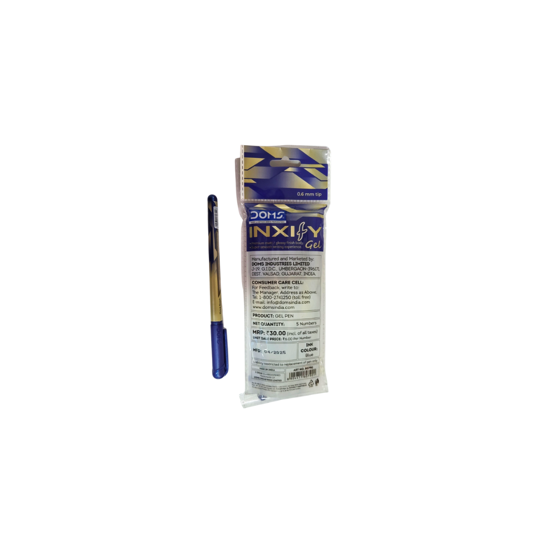 Doms Inxify Gel Pen,0.6 mm Tip,Blue