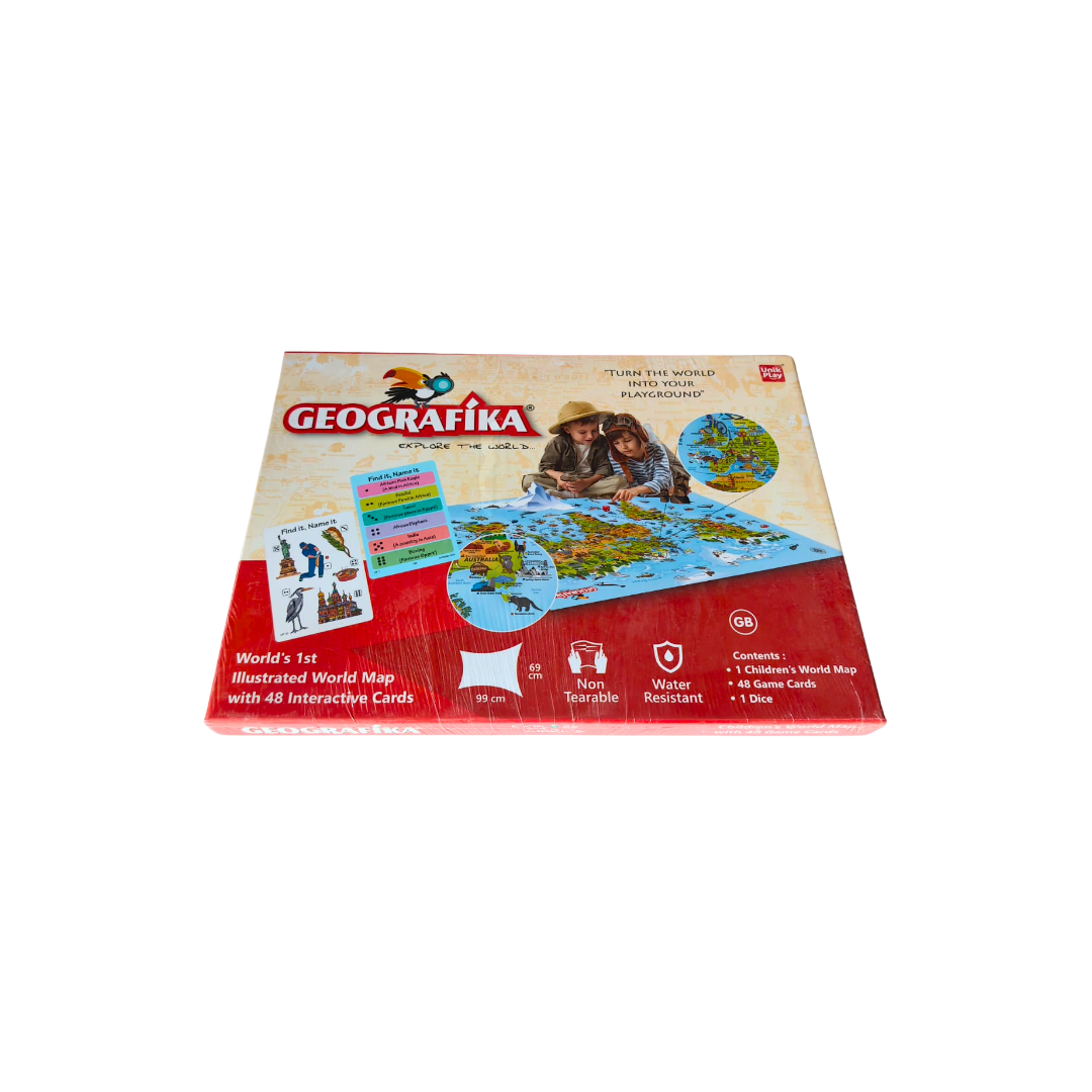 Geografika world map with interactive Play cards