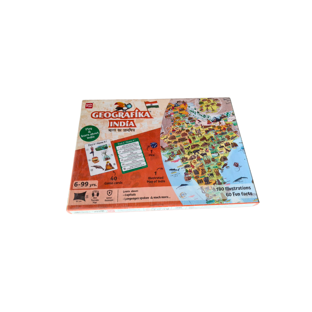 Geografika India Map with 40 game cards